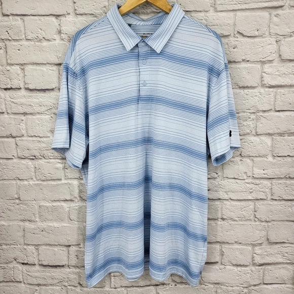 UNDER ARMOUR Blue Striped 3 Button Golf Polo Shirt Sz 2XL - Picture 1 of 11